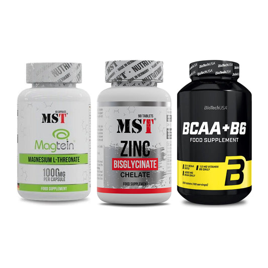 Ausdauer-Set: MST Magnesium + MST Zinc Chelate + BioTech BCAA+B6 – alle enthaltenen Artikel