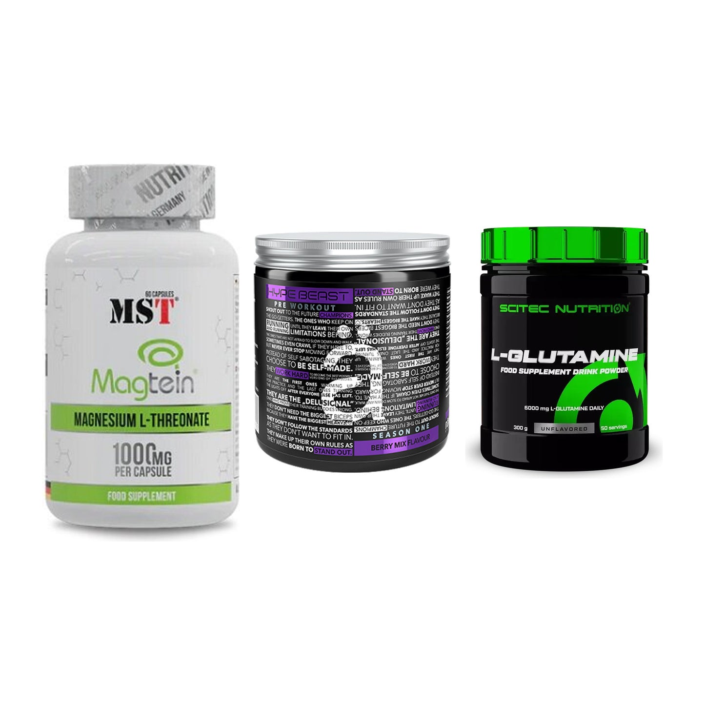 Ausdauer-Set: MST Magnesium + Nanosupps Hype + Scitec L-Glutami – alle enthaltenen Artikel