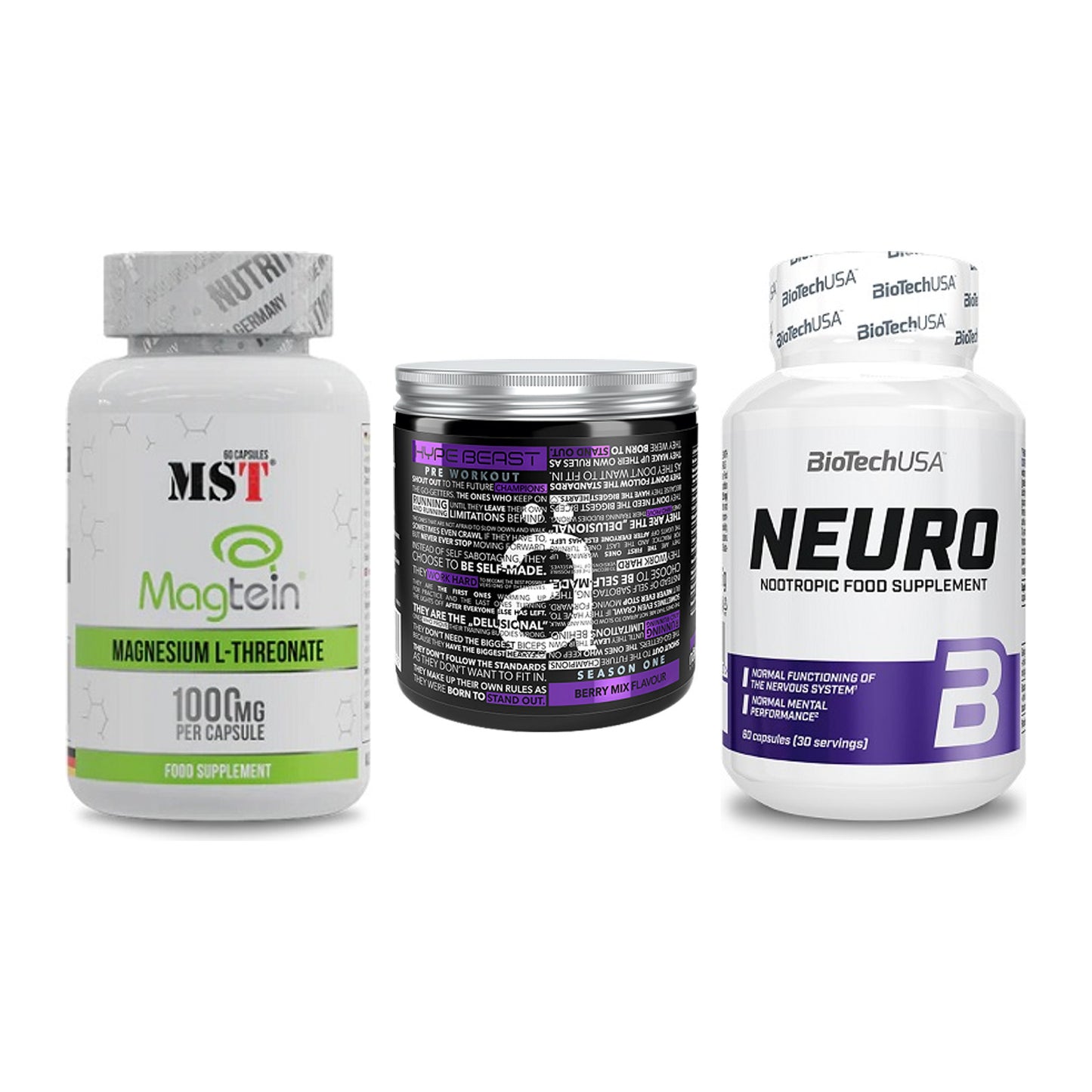 Ausdauer-Set: MST Magnesium + Nanosupps Hype + BioTech Neuro – alle enthaltenen Artikel
