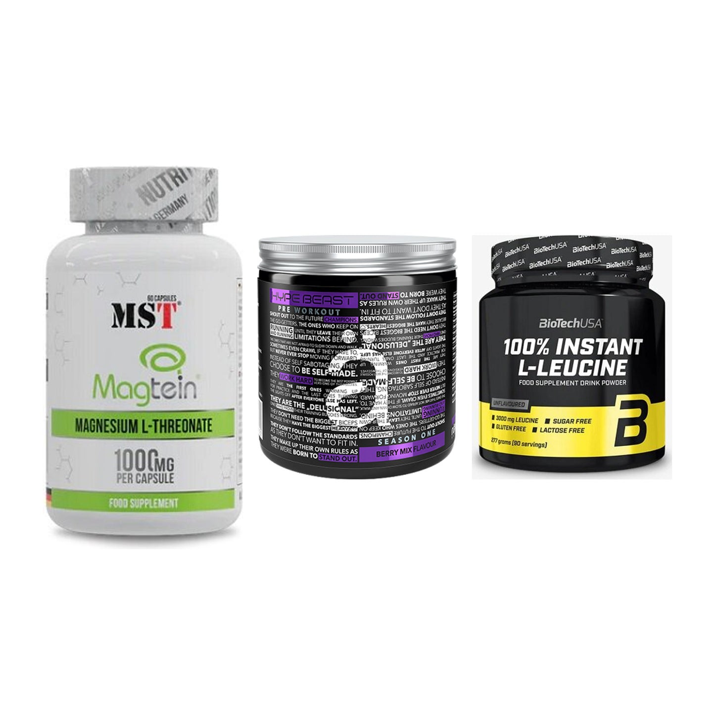 Ausdauer-Set: MST Magnesium + Nanosupps Hype + BioTech 100% – alle enthaltenen Artikel