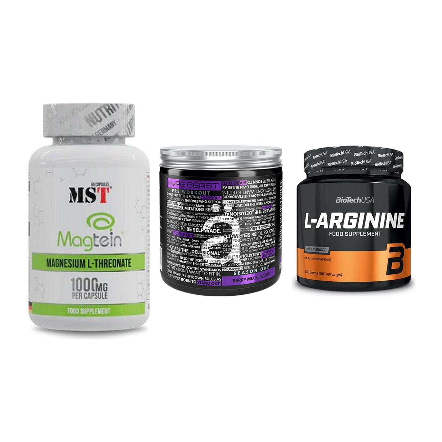 Ausdauer-Set: MST Magnesium + Nanosupps Hype + BioTech L-Argini – alle enthaltenen Artikel