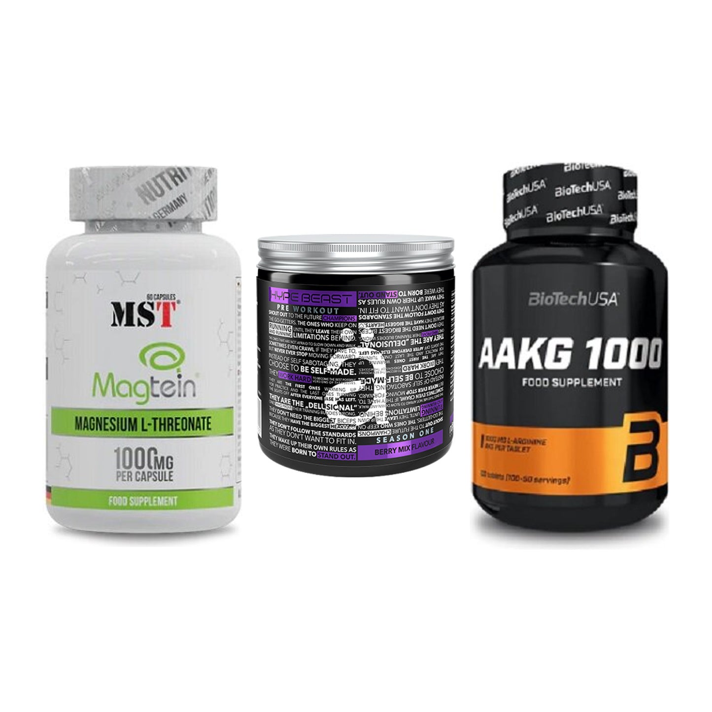 Ausdauer-Set: MST Magnesium + Nanosupps Hype + BioTech AAKG – alle enthaltenen Artikel