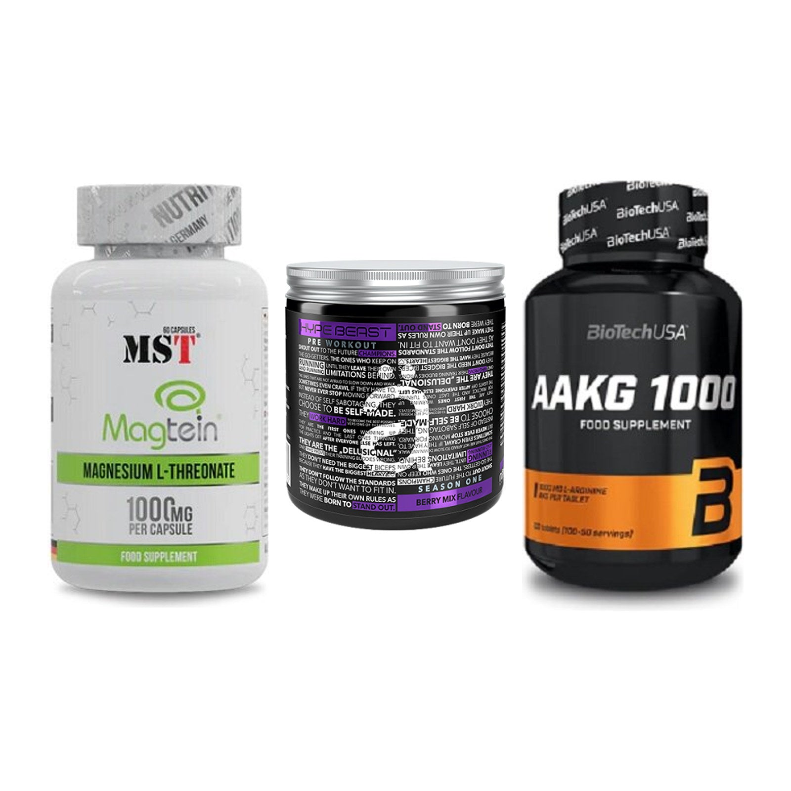 Ausdauer-Set: MST Magnesium + Nanosupps Hype + BioTech AAKG – alle enthaltenen Artikel