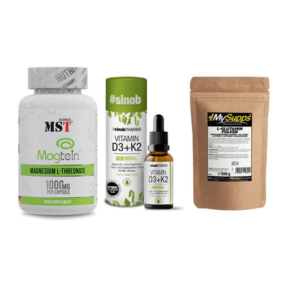 Ausdauer-Set: MST Magnesium + Sinob Vitamin D3 + MySupps Glutamin – alle enthaltenen Artikel