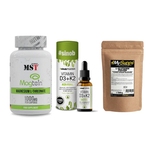 Ausdauer-Set: MST Magnesium + Sinob Vitamin D3 + MySupps Glutamin – alle enthaltenen Artikel
