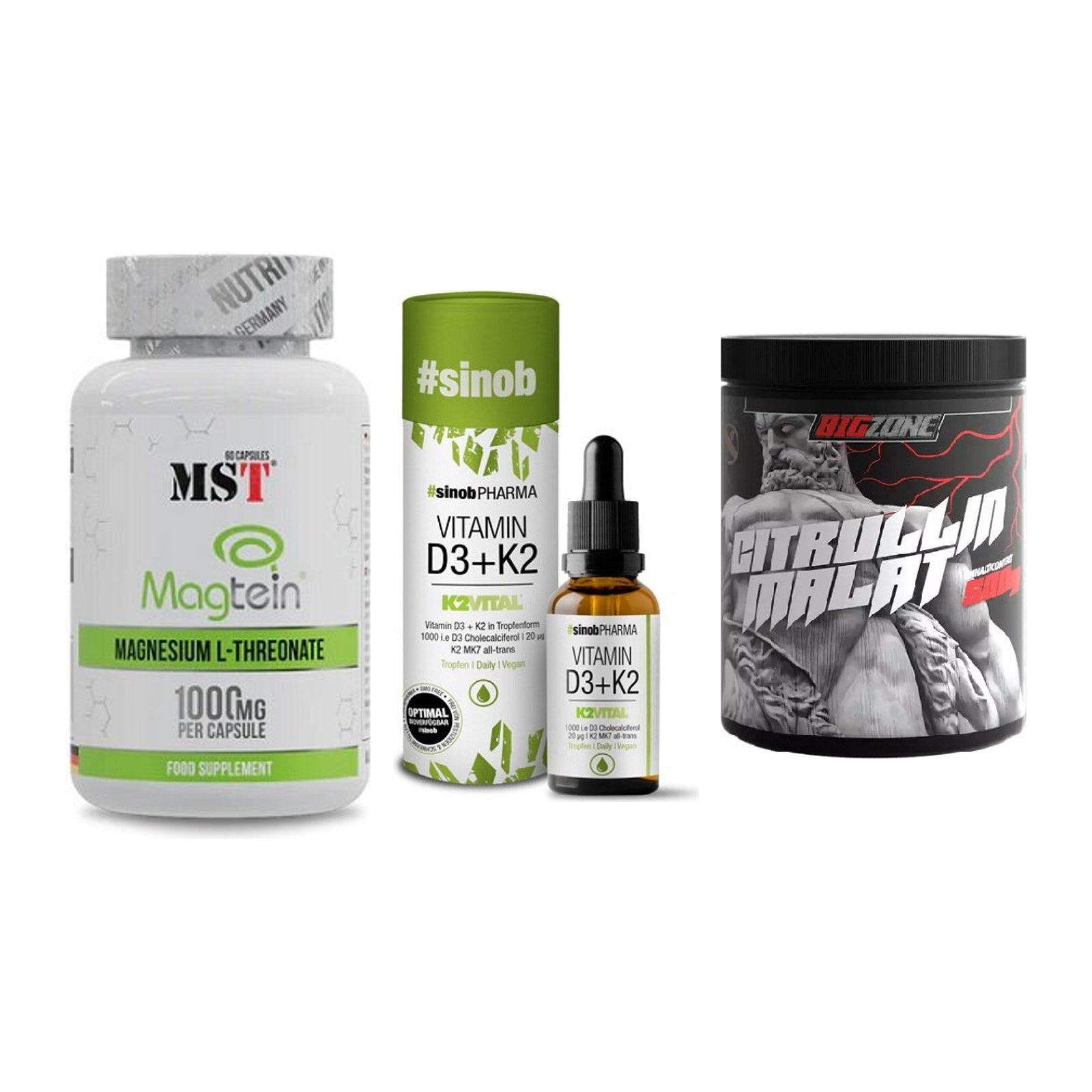 Ausdauer-Set: MST Magnesium + Sinob Vitamin D3 + Big Zone Citrull – alle enthaltenen Artikel