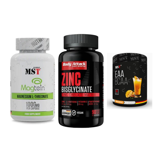 Ausdauer-Set: MST Magnesium + Body Attack Zink + MST EAA & BCAA – alle enthaltenen Artikel