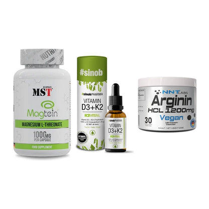 Ausdauer-Set: MST Magnesium + Sinob Vitamin D3 + NNT Arginin HCL – alle enthaltenen Artikel
