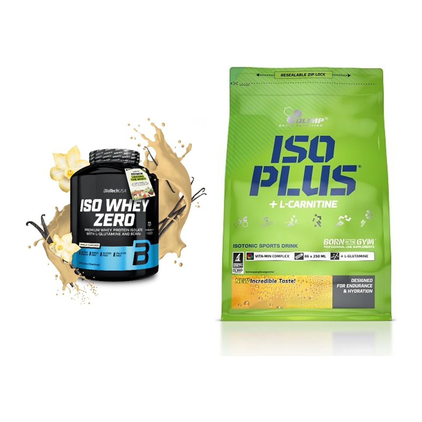 Basis-Set: BioTech Iso Whey Zero + Olimp Iso Plus – alle enthaltenen Artikel