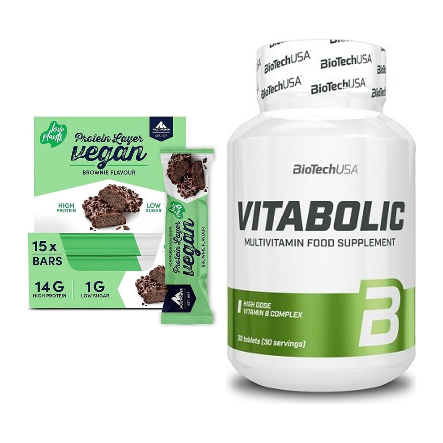 Basis-Set: Multipower Vegan Protein + BioTech Vitabolic 30 Tabl. – alle enthaltenen Artikel