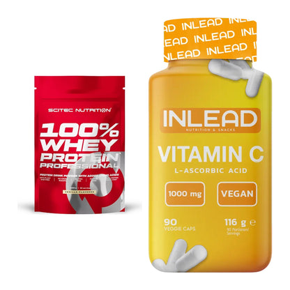 Basis-Set: Scitec 100% Whey Protein + INLEAD Vitamin C – alle enthaltenen Artikel