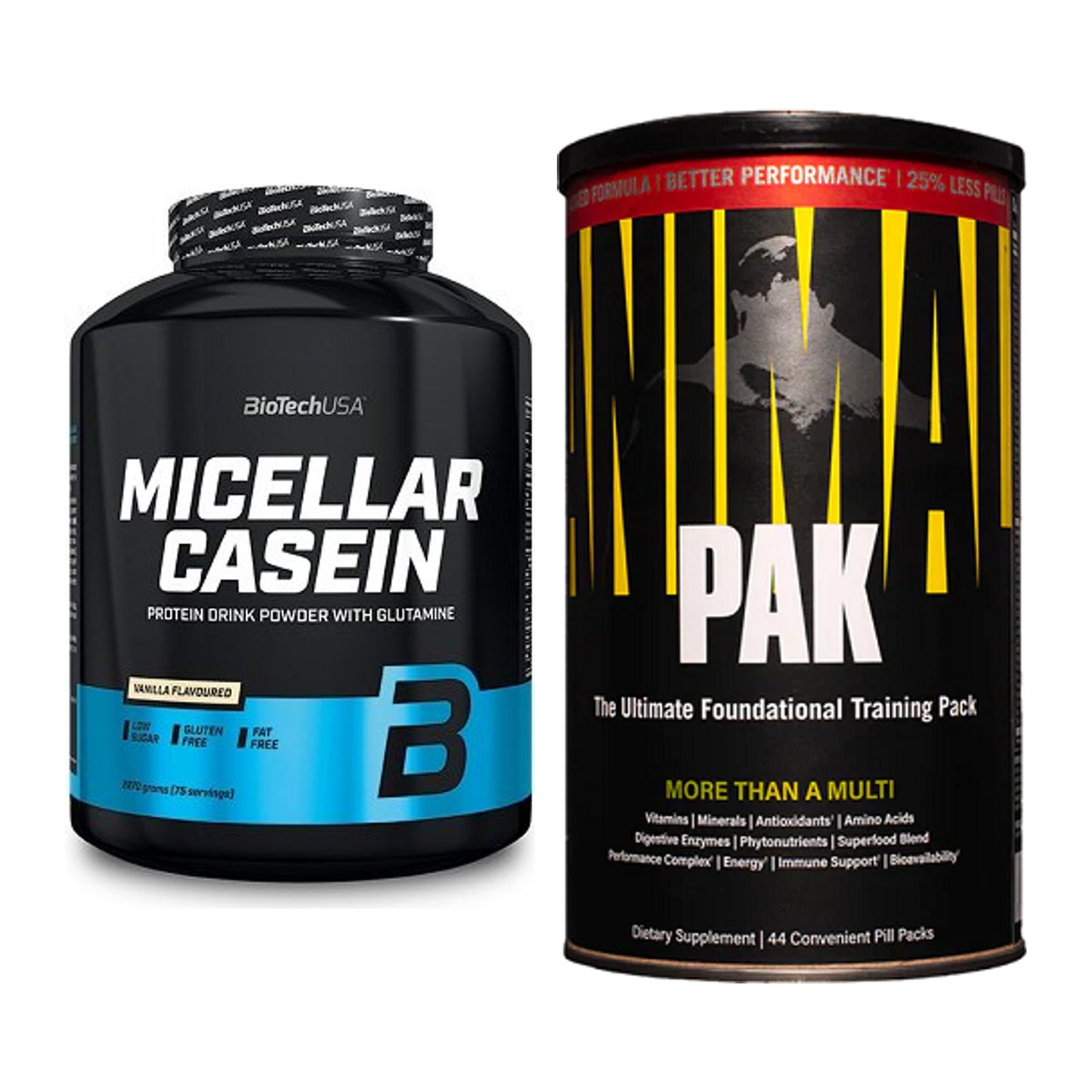 Basis-Set: BioTech Micellar Casein + Universal Animal Pak 44 Serv. – alle enthaltenen Artikel