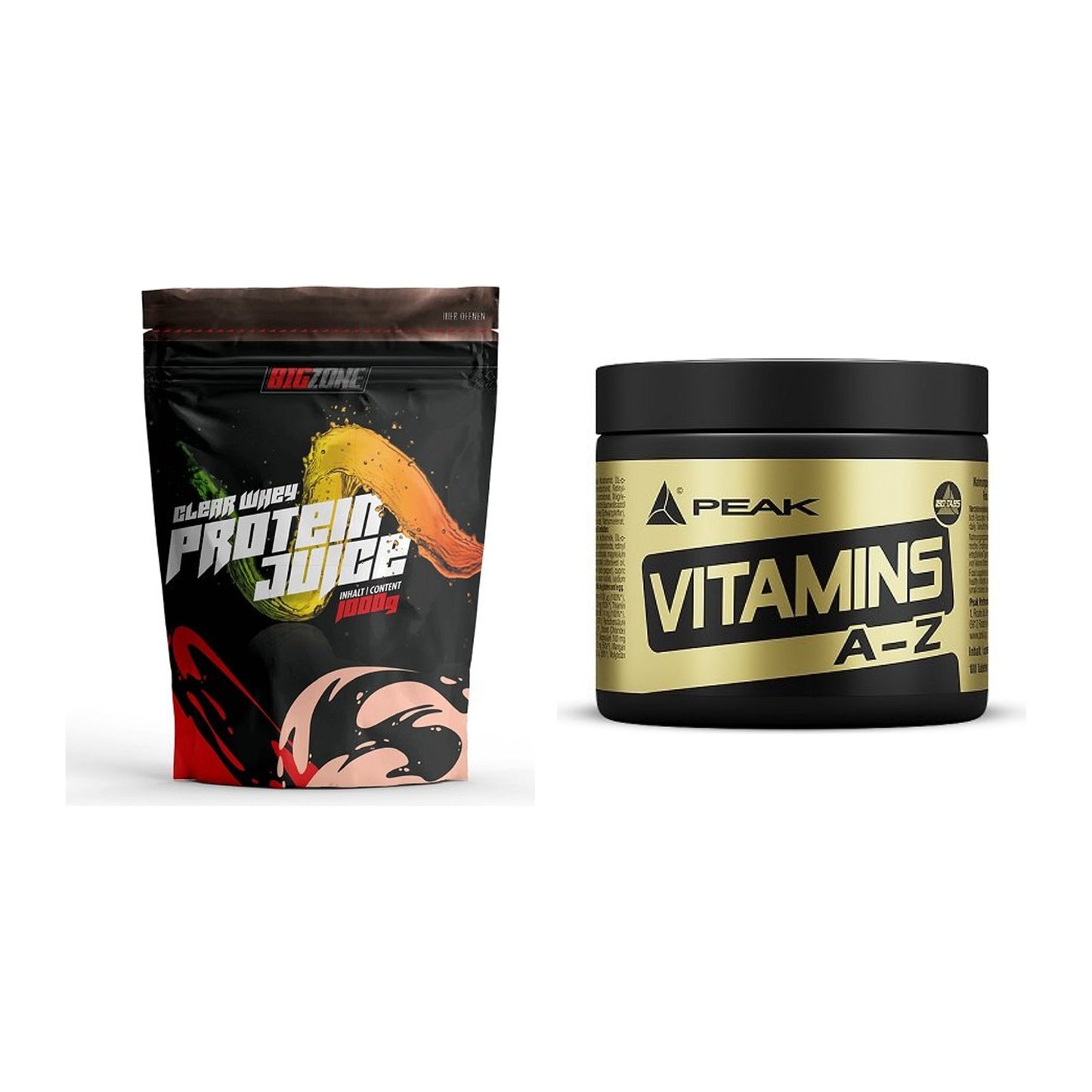 Basis-Set: Big Zone Clear Whey Protein + Peak Vitamin A-Z 180 Tabl. – alle enthaltenen Artikel