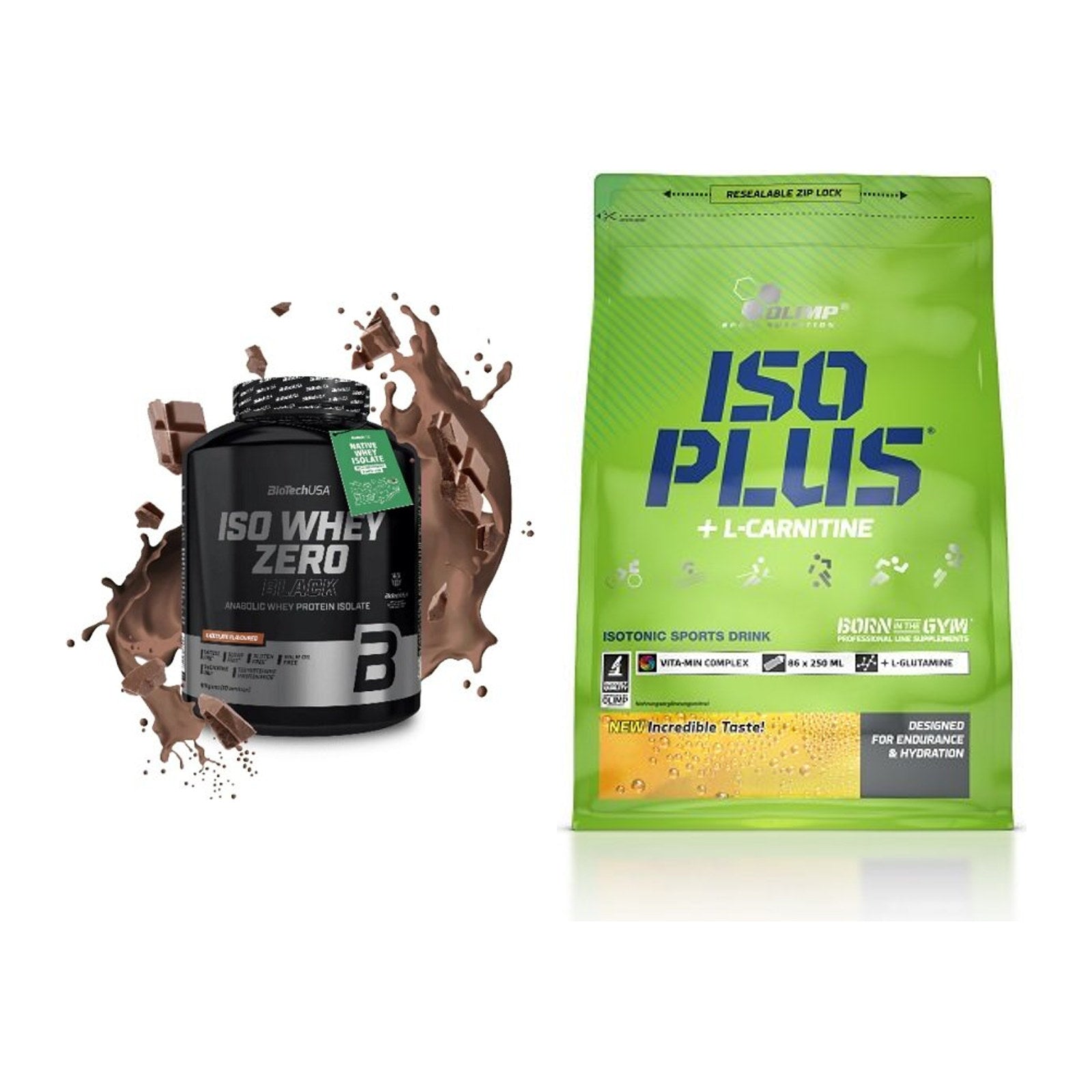 Basis-Set: BioTech Iso Whey Zero Black + Olimp Iso Plus – alle enthaltenen Artikel