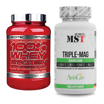 Basis-Set: Scitec 100% Whey Professional + MST Tripple Mag – alle enthaltenen Artikel