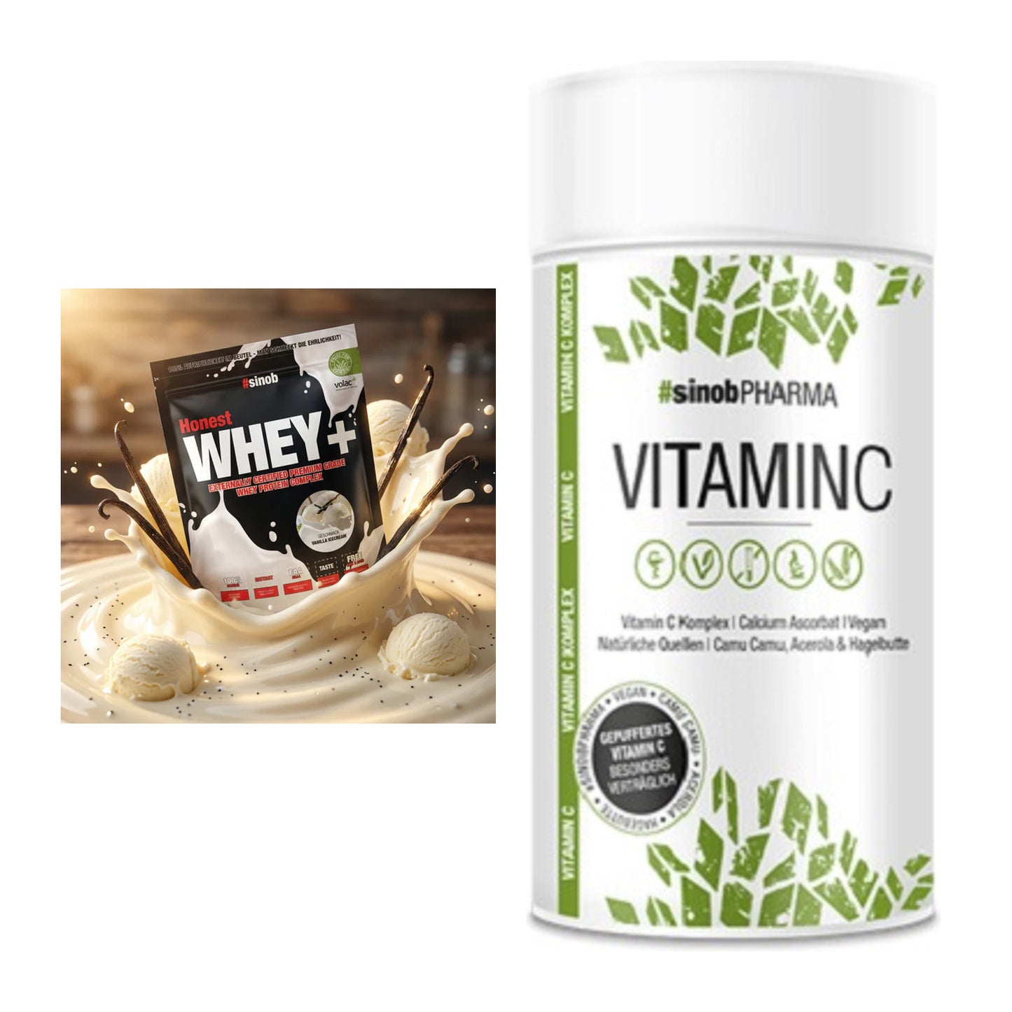 Basis-Set: Sinob Honest Whey+ + Sinob Vitamin C – alle enthaltenen Artikel
