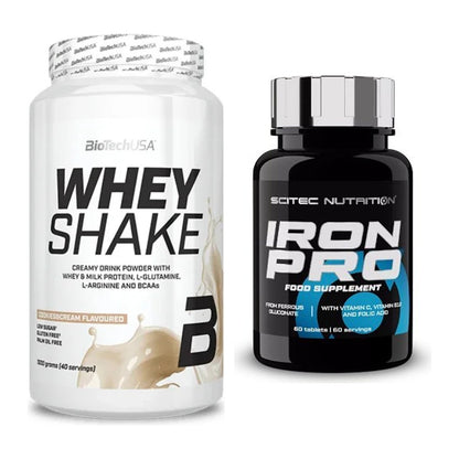 Basis-Set: BioTech Whey Shake + Scitec Iron Pro – alle enthaltenen Artikel