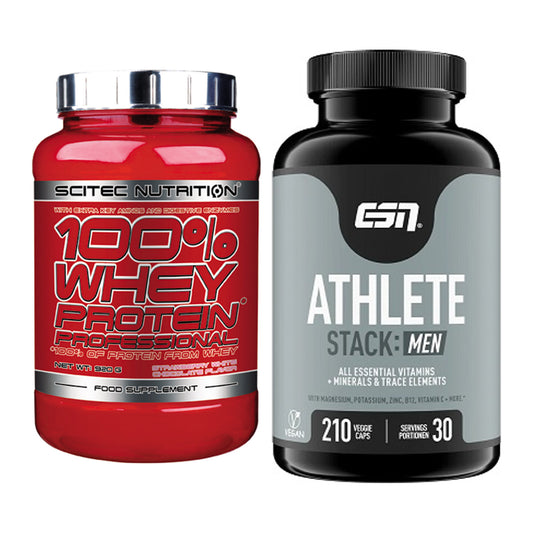 Basis-Set: Scitec 100% Whey Professional + ESN Athlete Stack:MEN – alle enthaltenen Artikel