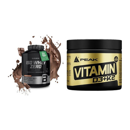 Basis-Set: BioTech Iso Whey Zero Black + Peak Vitamin D3+K2 120 Tabl. – alle enthaltenen Artikel