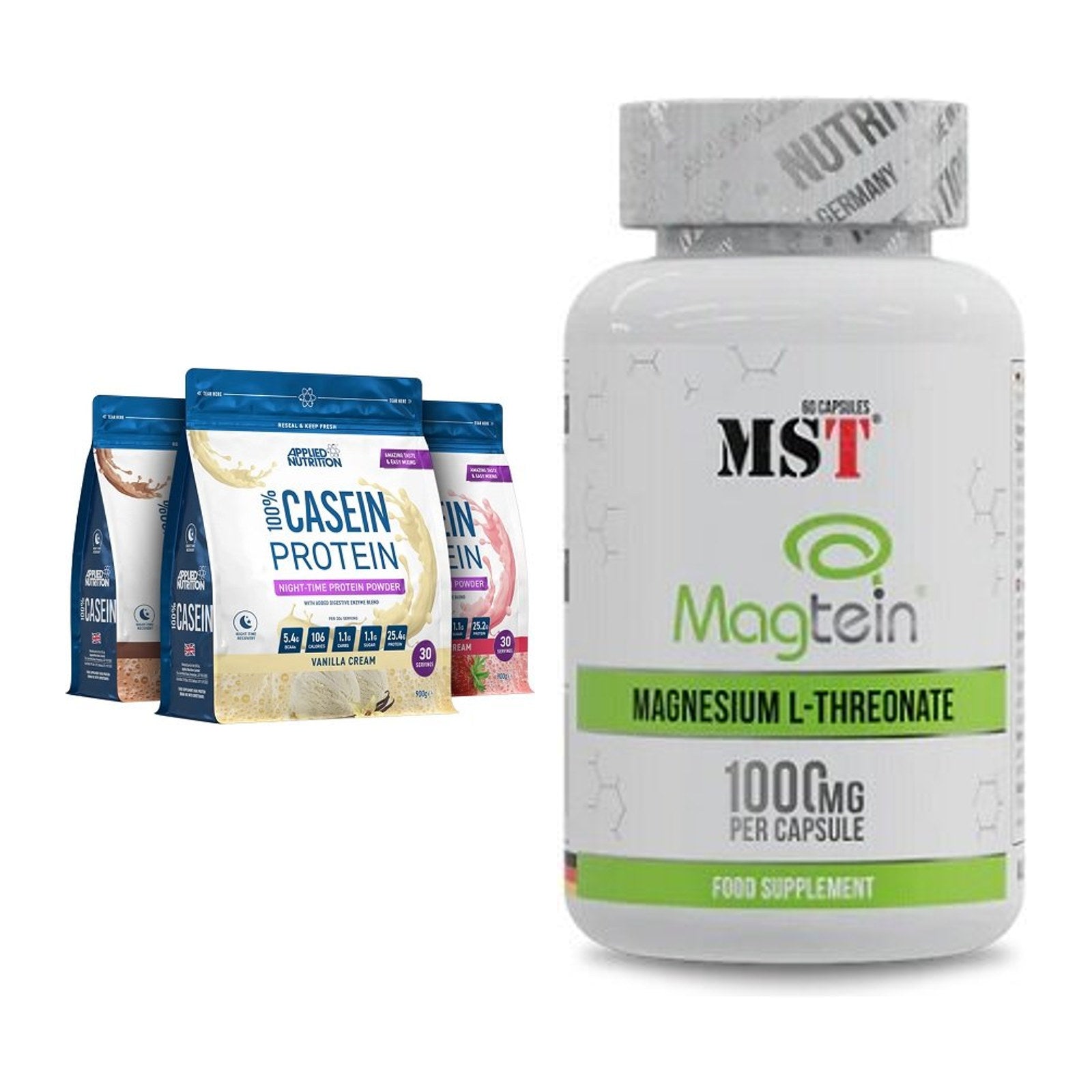 Basis-Set: Applied Nutrition 100% + MST Magnesium L-Threonate – alle enthaltenen Artikel