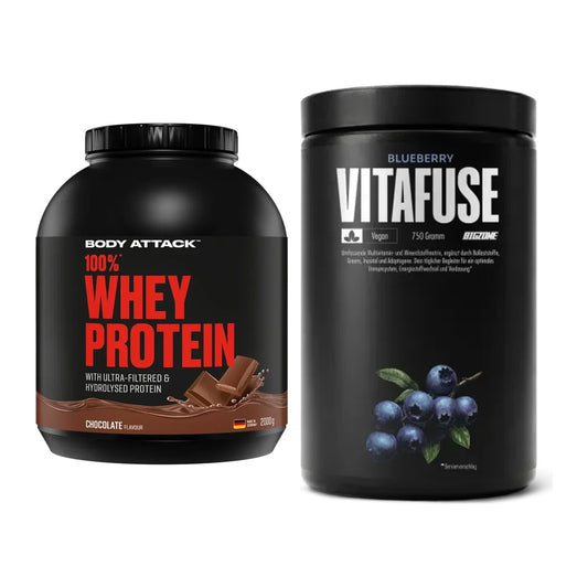 Basis-Set: Body Attack 100% Whey Protein + Big Zone Vitafuse – alle enthaltenen Artikel