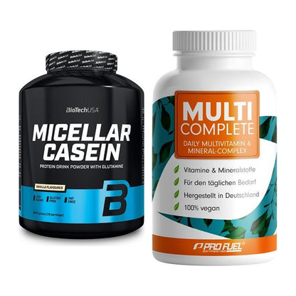 Basis-Set: BioTech Micellar Casein + ProFuel MULTI COMPLETE – alle enthaltenen Artikel