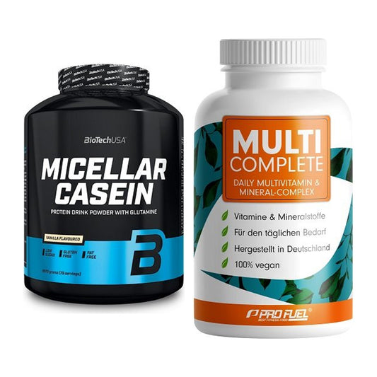 Basis-Set: BioTech Micellar Casein + ProFuel MULTI COMPLETE – alle enthaltenen Artikel