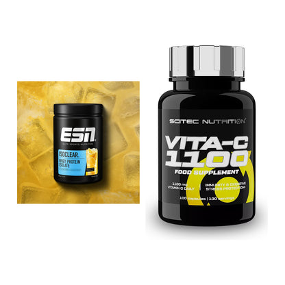 Basis-Set: ESN ISOCLEAR Whey Isolate + Scitec Vitamin C 1100 – alle enthaltenen Artikel
