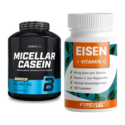 Basis-Set: BioTech Micellar Casein + ProFuel EISEN + nat. Vitamin C – alle enthaltenen Artikel