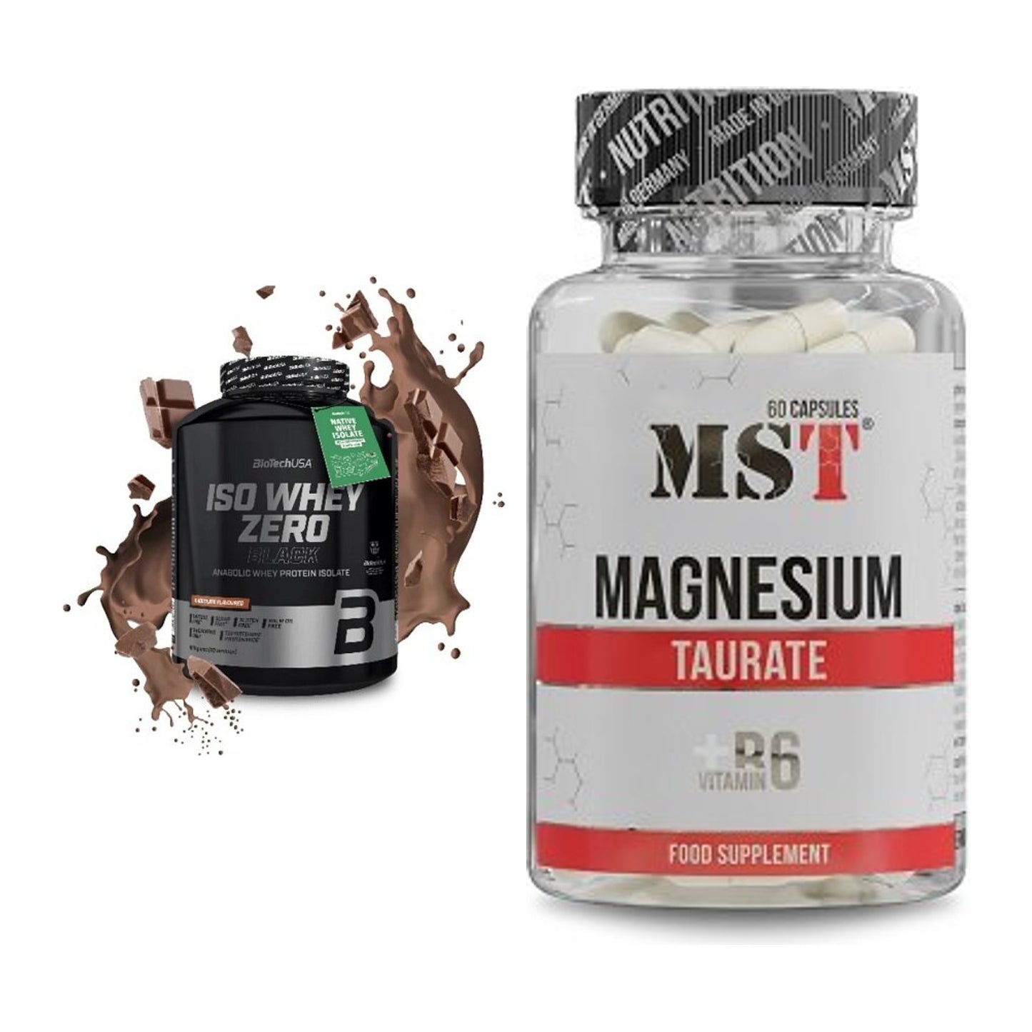 Basis-Set: BioTech Iso Whey Zero Black + MST Magnesium Taurat – alle enthaltenen Artikel