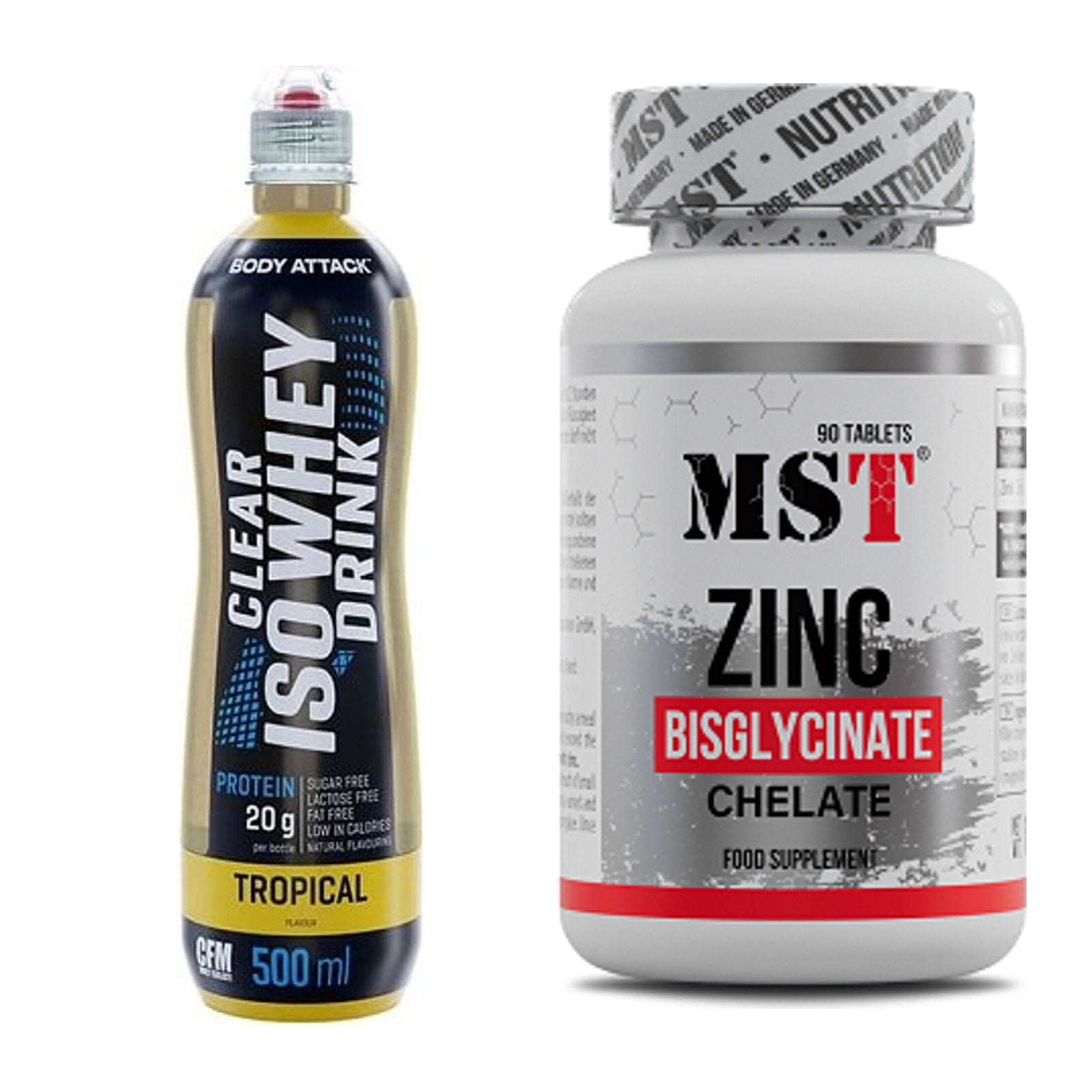 Basis-Set: Body Attack Clear Iso Whey + MST Zinc Chelate – alle enthaltenen Artikel