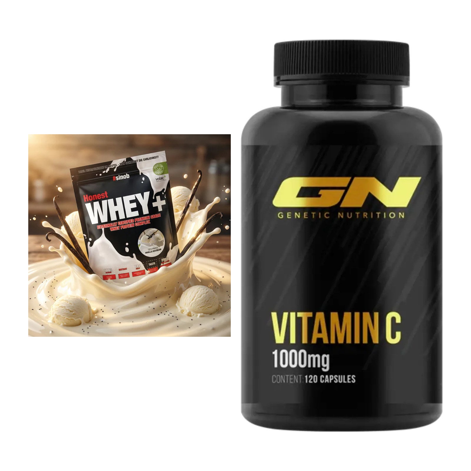 Basis-Set: Sinob Honest Whey+ + GN Vitamin C Health Line – alle enthaltenen Artikel