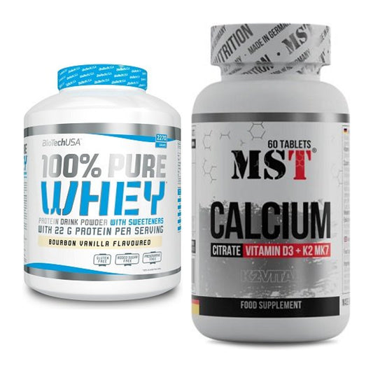 Basis-Set: BioTech 100% Pure Whey + MST Calcium Citrate D3 + K2Vital – alle enthaltenen Artikel