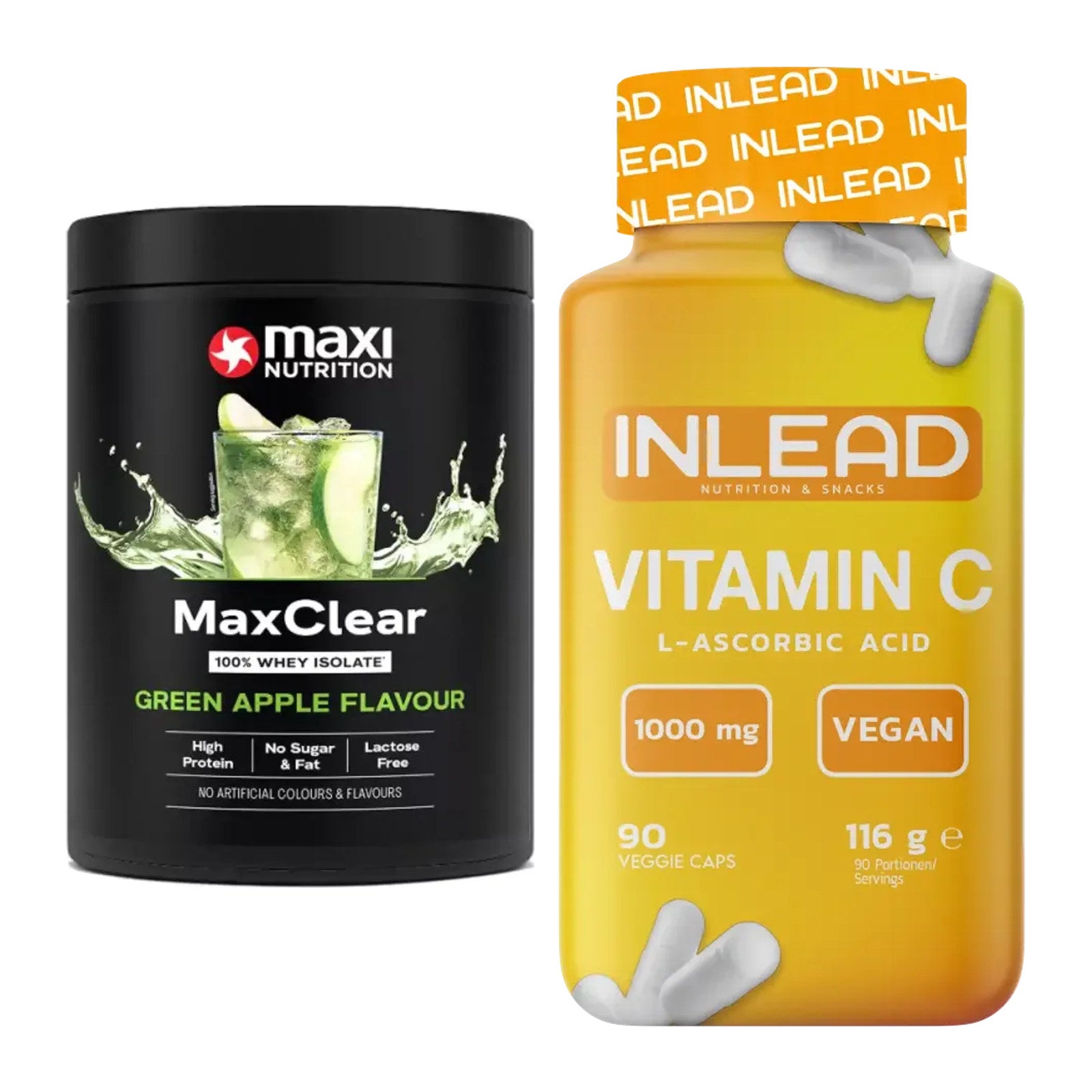 Basis-Set: MaxiNutrition MaxClear 100% Clear + INLEAD Vitamin C – alle enthaltenen Artikel