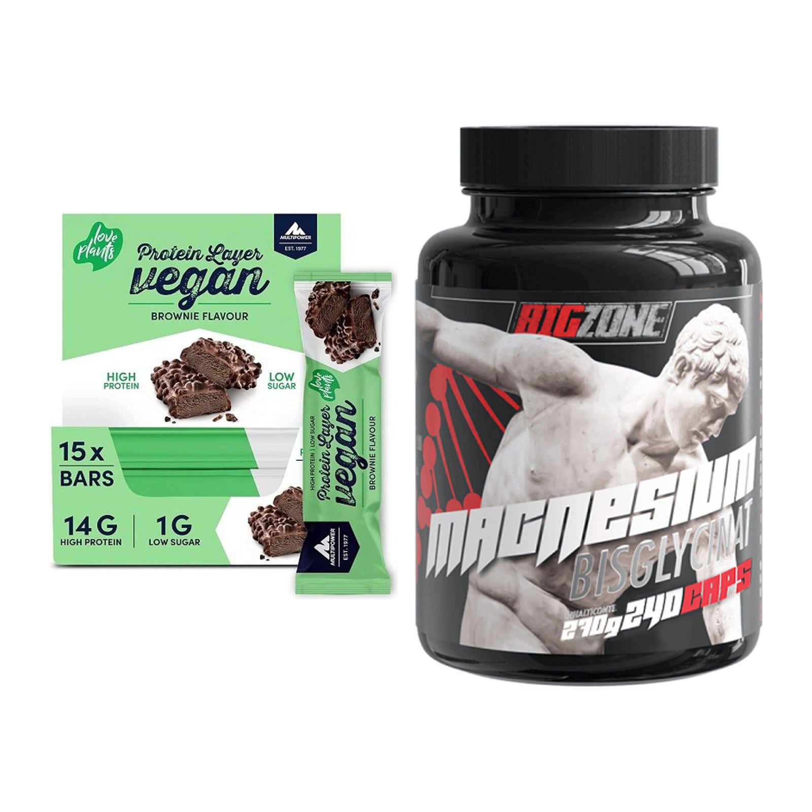 Basis-Set: Multipower Vegan Protein + Big Zone Magnesium – alle enthaltenen Artikel