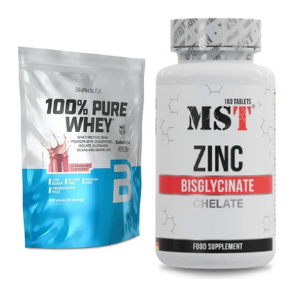 Basis-Set: BioTech 100% Pure Whey + MST Zinc Chelate Bisglycinate – alle enthaltenen Artikel