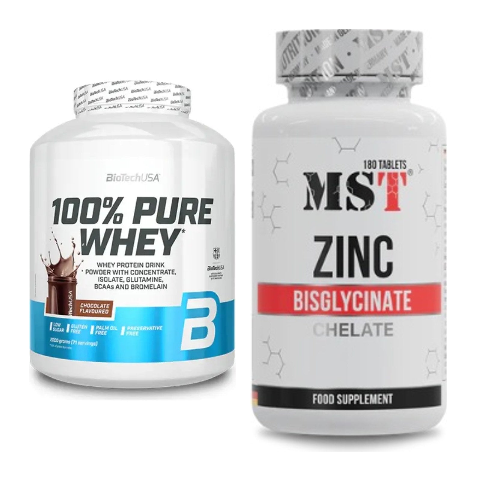 Basis-Set: BioTech 100% Pure Whey + MST Zinc Chelate Bisglycinate – alle enthaltenen Artikel