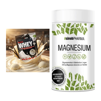 Basis-Set: Sinob Honest Whey+ + Sinob Magnesium Citrat – alle enthaltenen Artikel