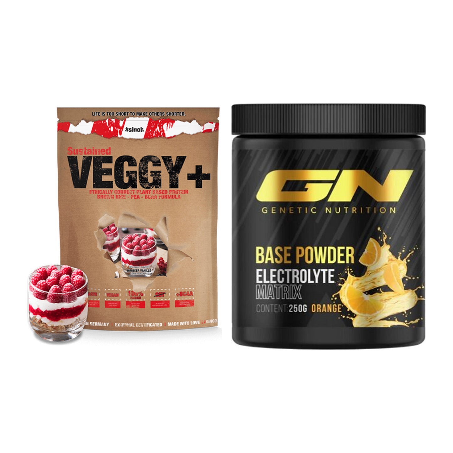 Basis-Set: Sinob VEGGY + VEGAN PROTEIN + GN Base Powder – alle enthaltenen Artikel