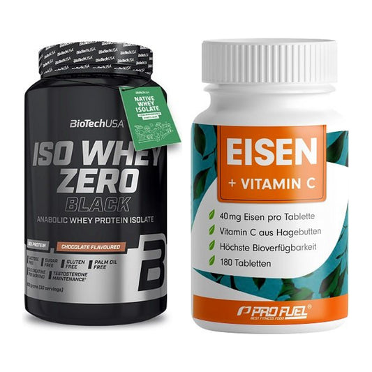 Basis-Set: BioTech Iso Whey Zero Black + ProFuel EISEN + nat. Vitamin – alle enthaltenen Artikel
