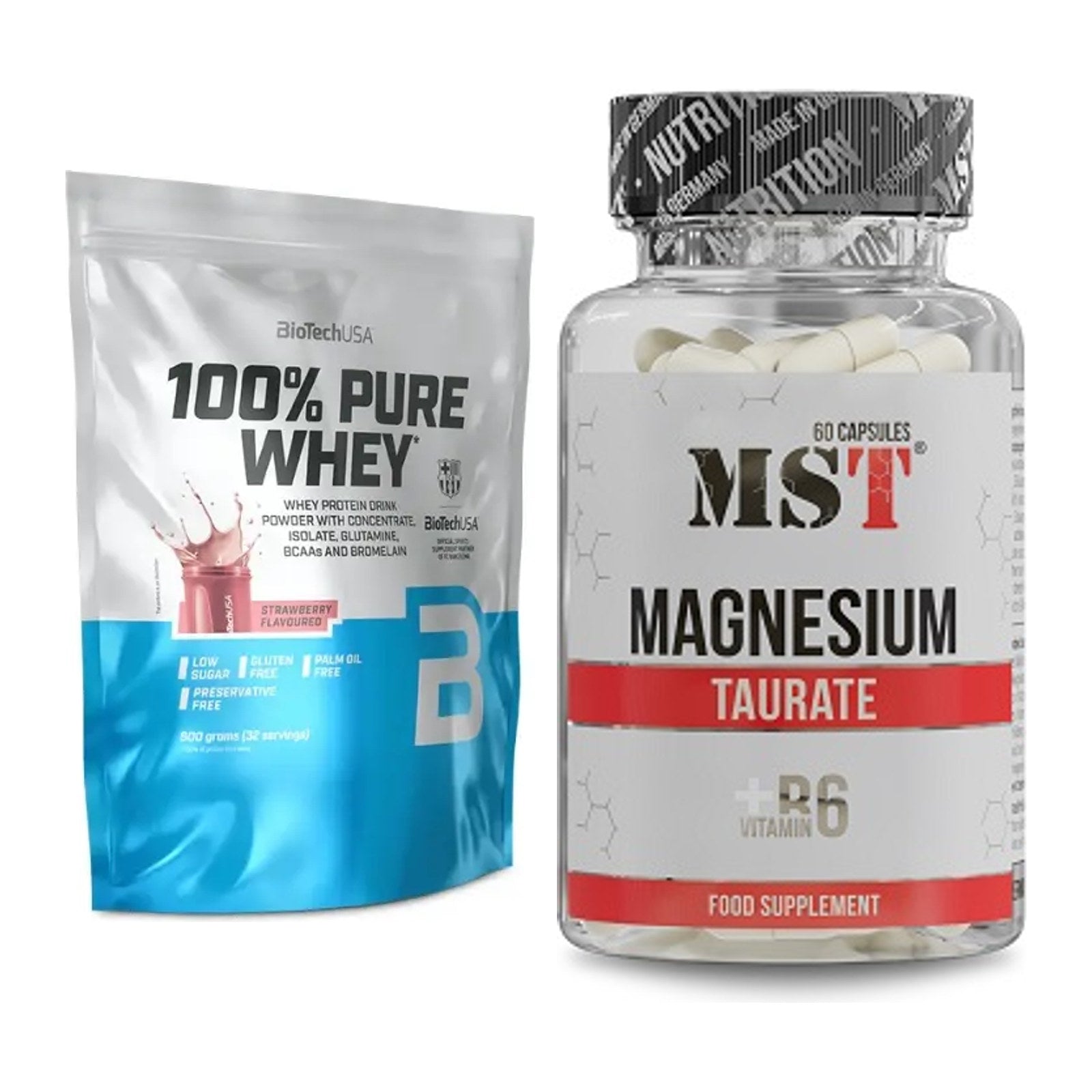 Basis-Set: BioTech 100% Pure Whey + MST Magnesium Taurat – alle enthaltenen Artikel