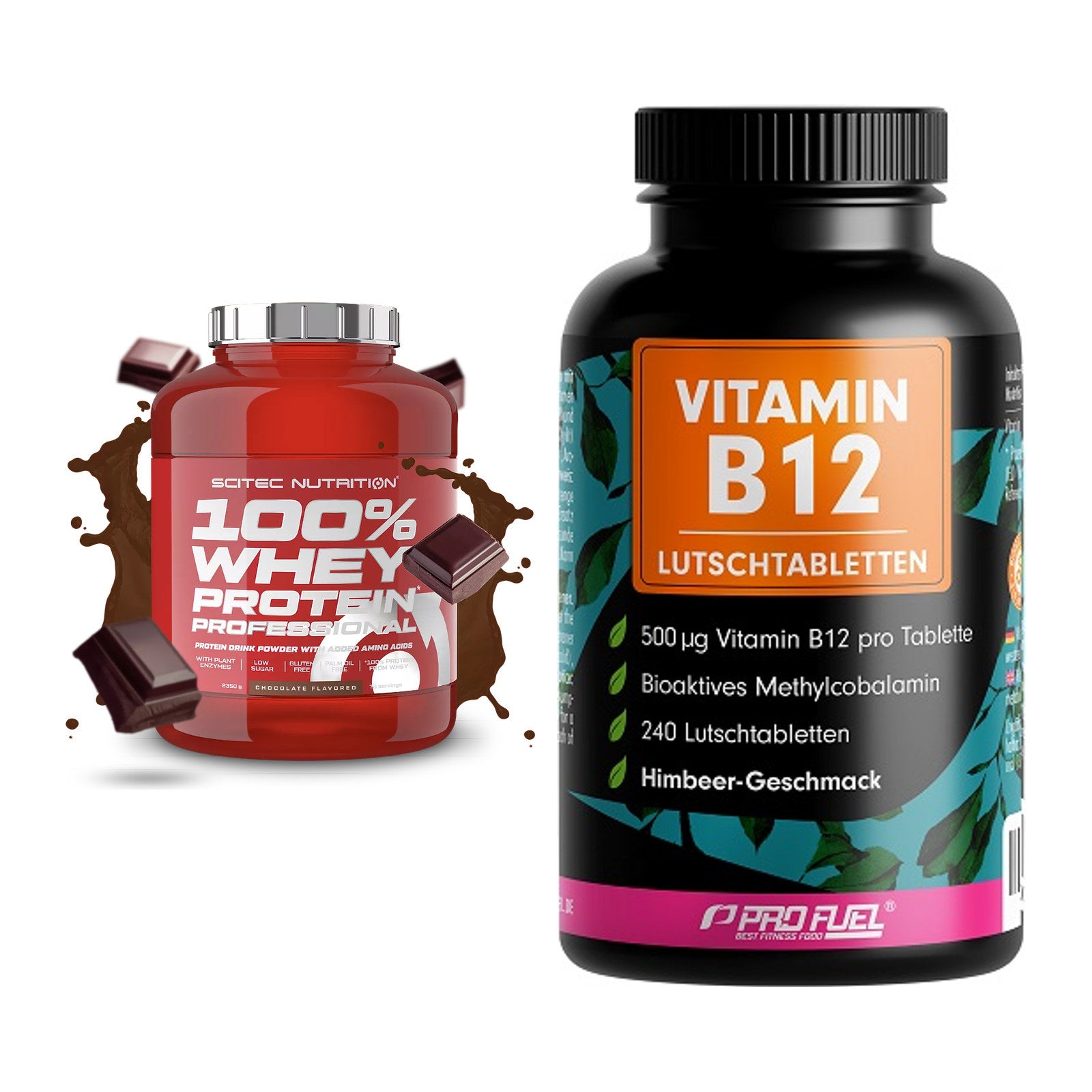 Basis-Set: Scitec 100% Whey Professional + ProFuel Vitamin B12 240 – alle enthaltenen Artikel