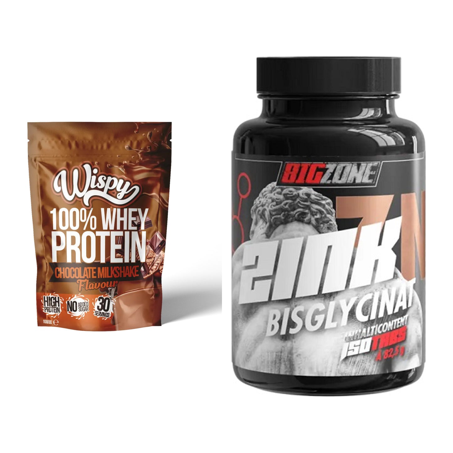 Basis-Set: Wispy Whey 100% + Big Zone Zink Bisglycinat – alle enthaltenen Artikel