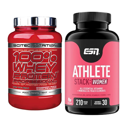 Basis-Set: Scitec 100% Whey Professional + ESN Athlete Stack:WOMEN – alle enthaltenen Artikel