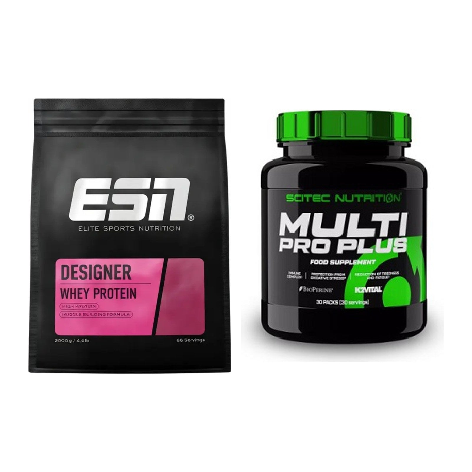 Basis-Set: ESN Designer Whey + Scitec Multi Pro Plus 30 Packs – alle enthaltenen Artikel