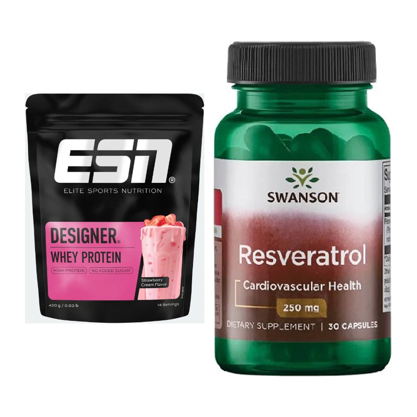 Basis-Set: ESN Designer Whey + Swanson Resveratrol – alle enthaltenen Artikel