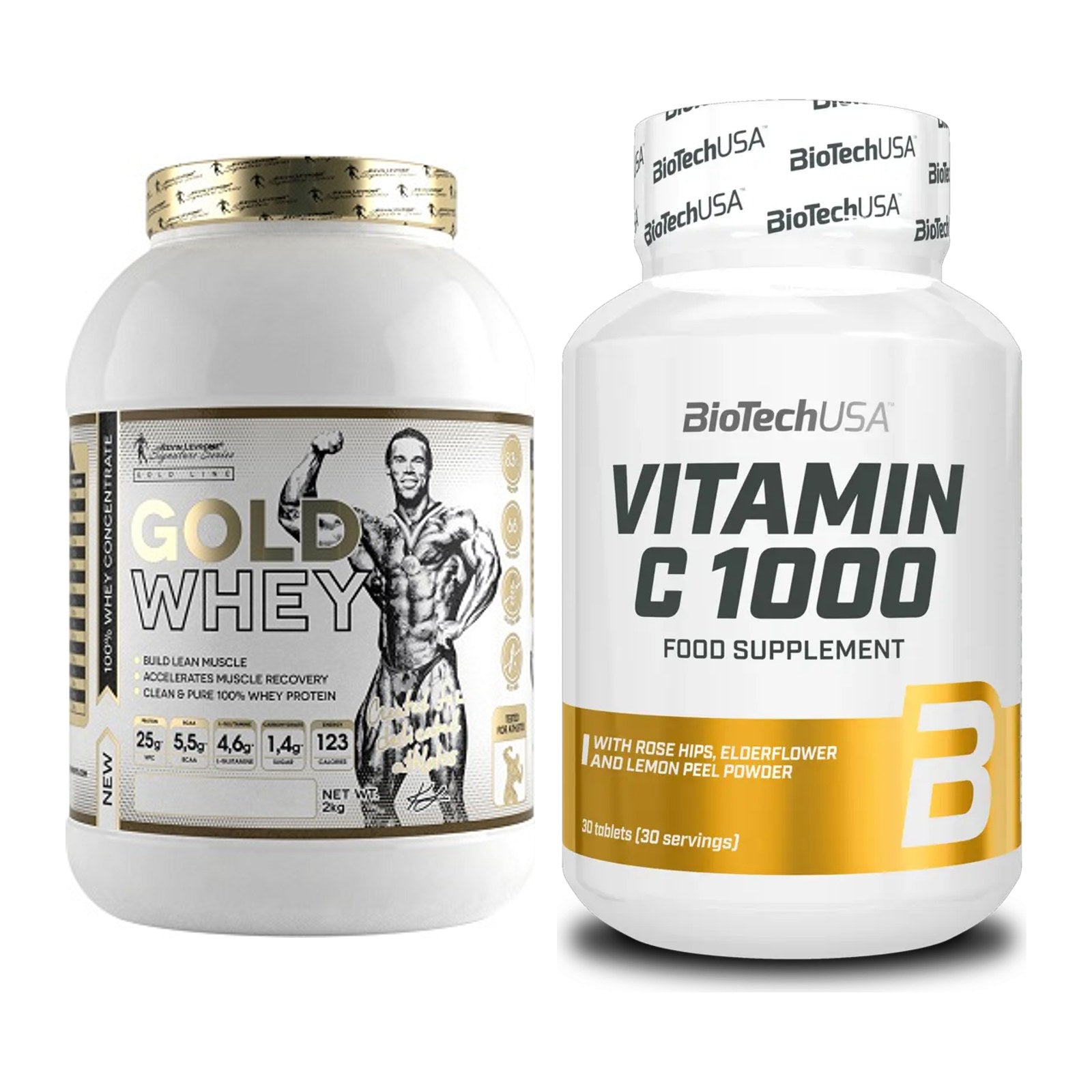Basis-Set: Kevin Levrone Gold Whey + BioTech Vitamin C 1000 30 Tabl. – alle enthaltenen Artikel