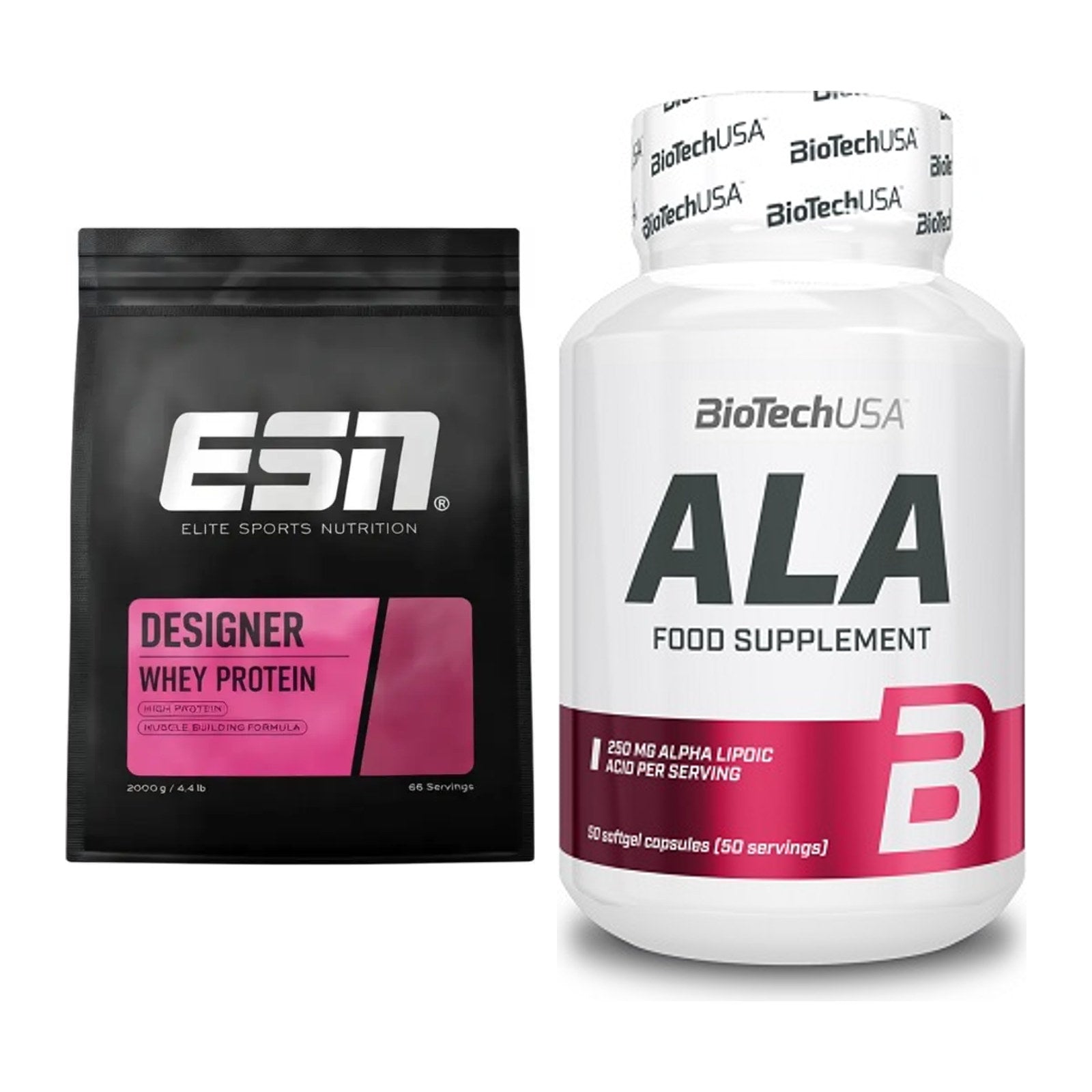 Basis-Set: ESN Designer Whey + BioTech ALA alpha lipoic acid – alle enthaltenen Artikel