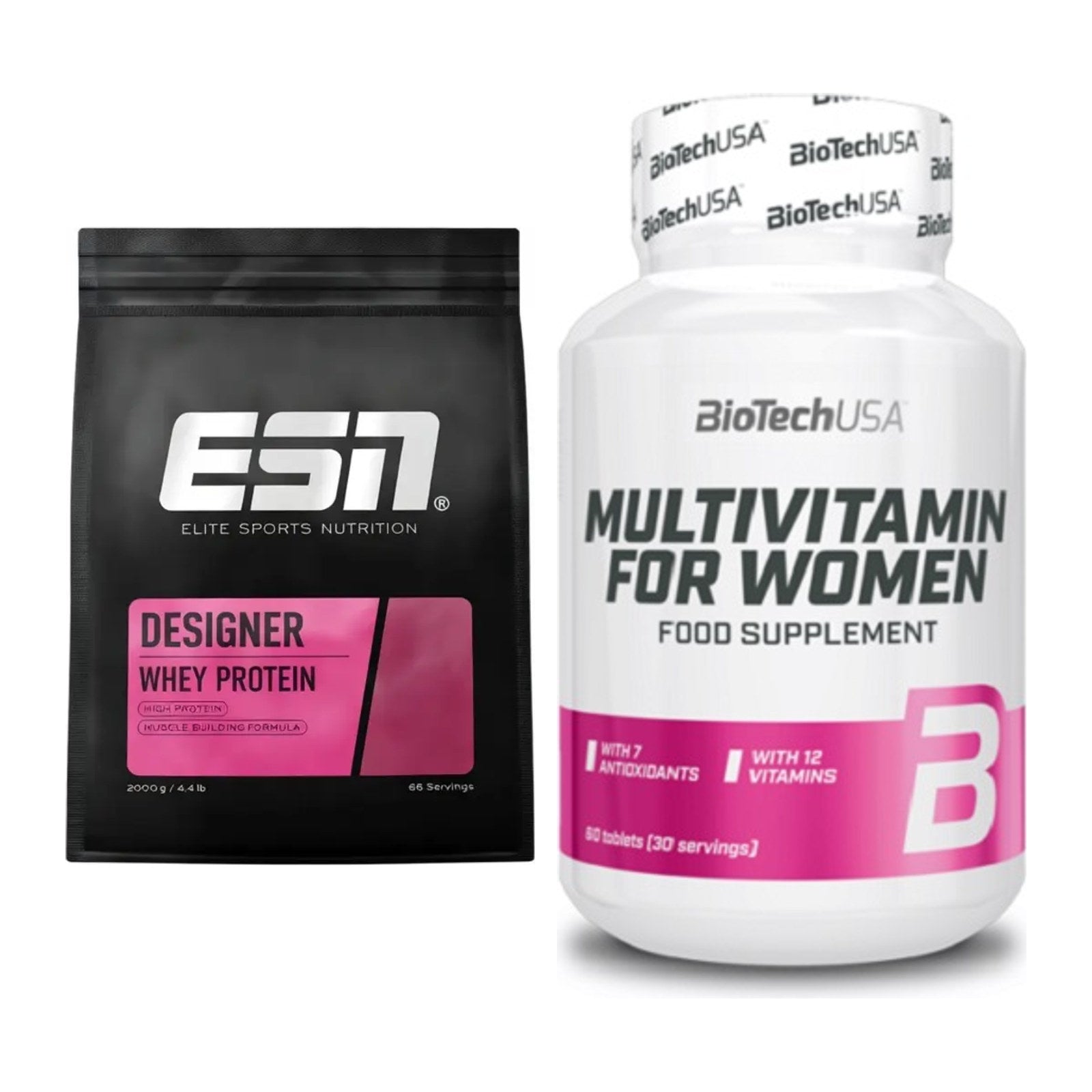 Basis-Set: ESN Designer Whey + BioTech Multivitamin für Frau 60 – alle enthaltenen Artikel