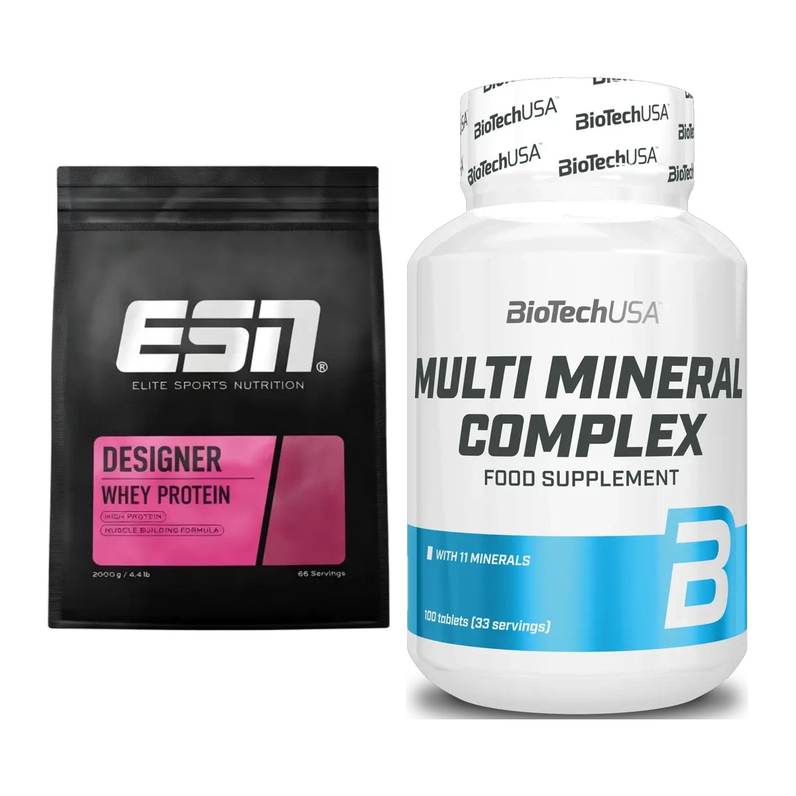 Basis-Set: ESN Designer Whey + BioTech Multi Mineral Complex 100 – alle enthaltenen Artikel